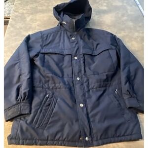 Vintage Chore Coat Fieldmaster Men's M Navy Full-Zip Hooded 3M Thinsulate Lined
